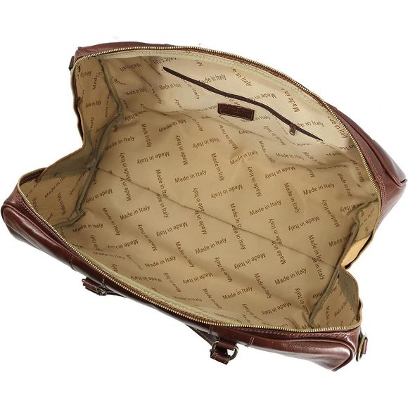 Cenzo Duffle Vecchio Women Leather Brown Italian Weekender Travel Bag - Picture 4 of 7